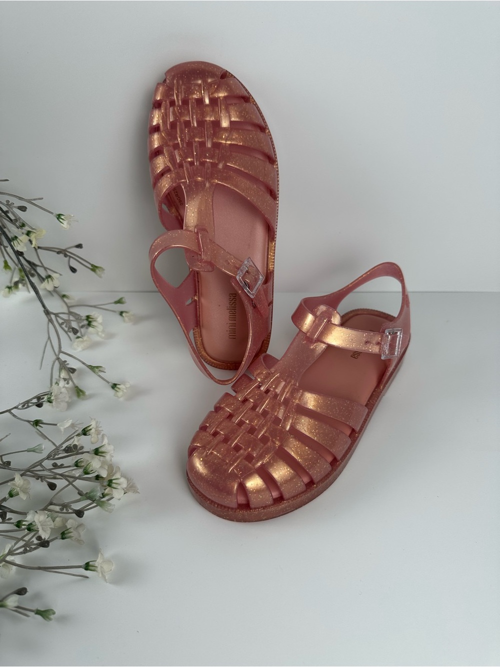 Mini Melissa Pink Glitter Jelly Sandals Toddler Size 13 - Picture 9 of 13